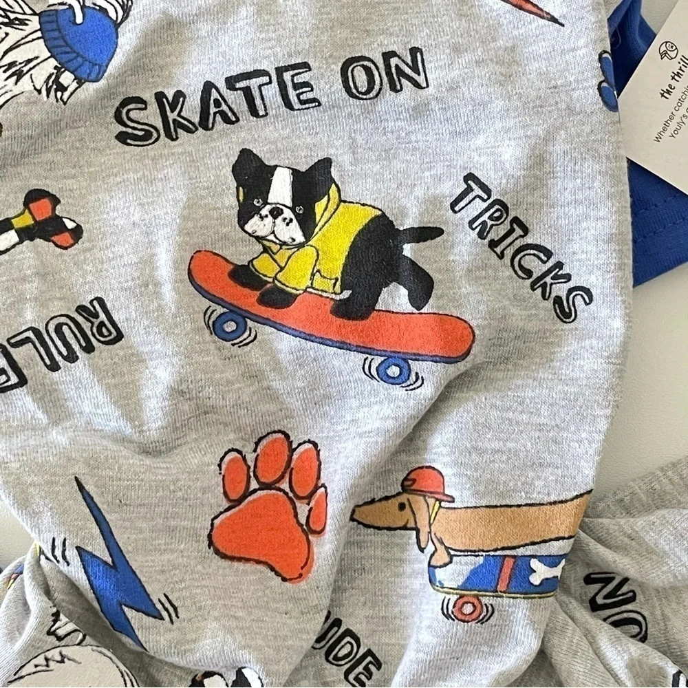 NWT Youly Skater Graphic Dog Pajamas Blue Grey XS